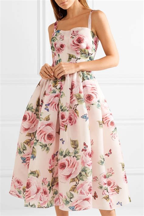 dolce gabbana dress roses organza|ornament rose midi dress.